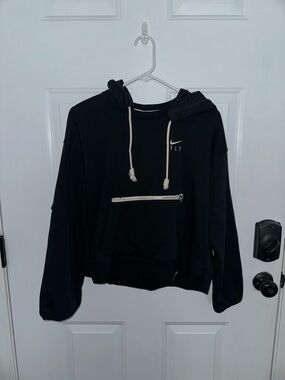 Nike Black Drawstring Hoodie with Front Zip Pocket